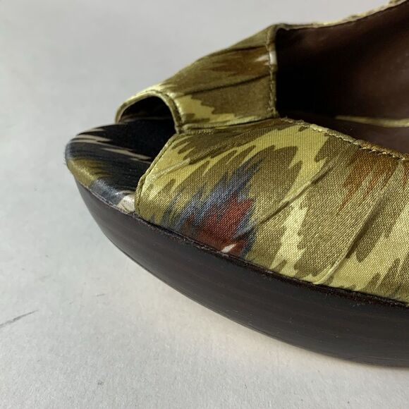 Aldo Jaylona Multicolor Pleated Fabric Peep Toe Platform High Heels Size 38 - Picture 16 of 16